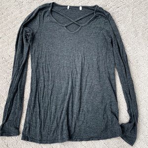 grey long sleeves